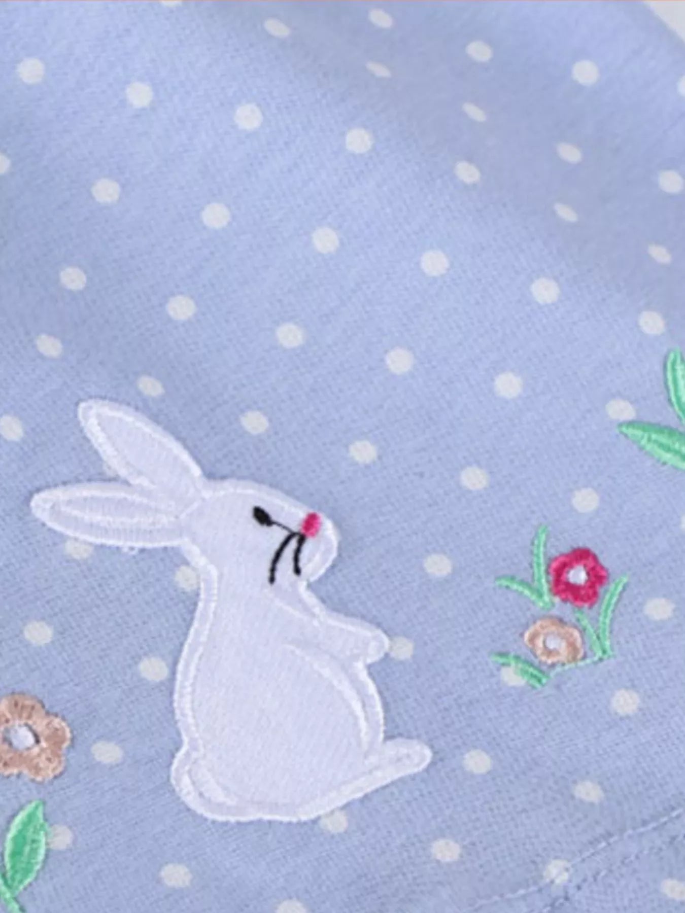 Children's Cute Bunny Embroidered Polka Dot Dress - Farnelli