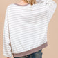 Ces Femme Striped Round Neck Drop Shoulder Sweatshirt - Farnelli