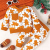 Children's Gingerbread Man Print Long Sleeve Outfit Set - Orange