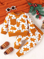 Children's Gingerbread Man Print Long Sleeve Outfit Set - Farnelli