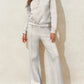 Collared Sweatshirt and High Waist Pants Active Set - Farnelli