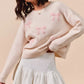SO ME Embroidered Ribbon Round Neck Sweater - Farnelli