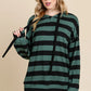 BOMBOM Drawstring Striped Dropped Shoulder Hoodie - Farnelli