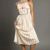 Umgee Striped Colorful Embroidered Trim Cami Dress - Tan