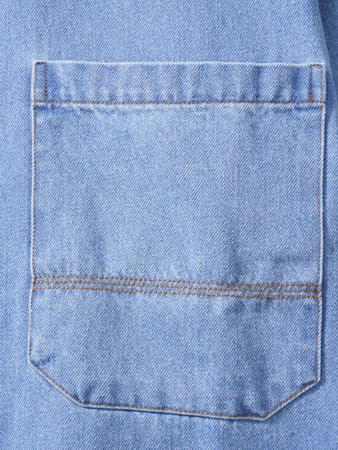 Men's Plus Size Button Up Long Sleeve Denim Shirt - Farnelli