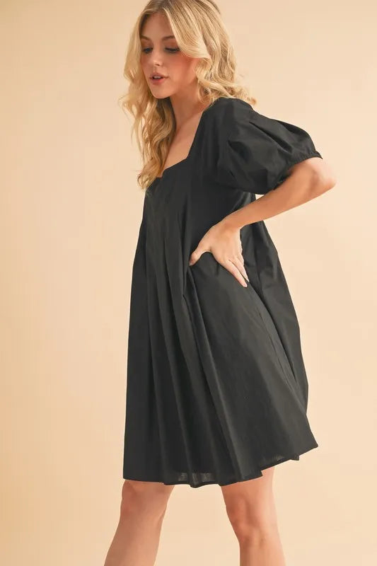 Aemi + Co Square Neck Babydoll Dress with Pockets - Farnelli