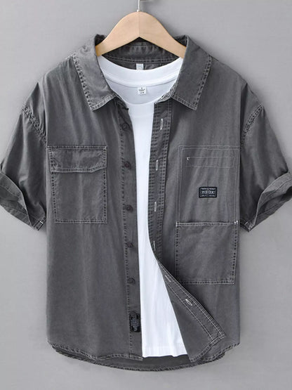 Men's Plus Size Button Up Short Sleeve Shirt - Farnelli