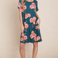 BOMBOM Floral Round Neck Short Tee Dress with Pockets - Farnelli