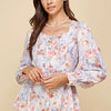 Lime 'N' Chili Floral Sweetheart Neckline Button Down Blouse - PURPLE