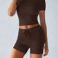 Round Neck Short Sleeve Top and Shorts Set - Farnelli