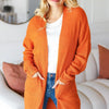 Haptics Full Size Stripe Textured Open Front Cardigan with Pockets - Rust
