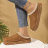 Plush Lined Round Toe Slippers - Brown