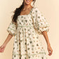 Davi & Dani Cactus Printed Poplin Contrast Piping Mini Dress - Farnelli