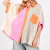 SAGE + FIG Full Size Color Block Button-Down Shirt - MULTI