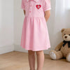 Children's Polo Collar Embroidered Heart Dress - Blush Pink
