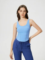 Millennia Round Neck Wide Strap Active Tank with Detachable Chest Pads - Farnelli