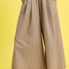 Umgee Pinstripe Crop Palazzo Pants - Camel