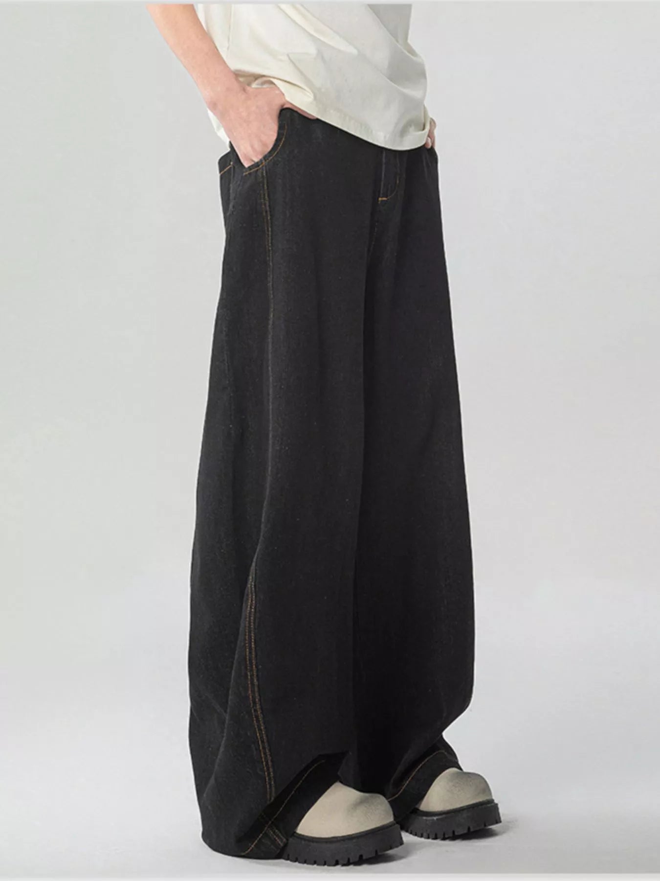 Men's Washed Wide Leg Jeans - Farnelli