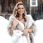 Blush with Black Tips Faux Fur Shawl (Butterfly Blu02)