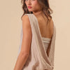 BiBi Textured Sweather Knit Twist Back Sleeveless Top - LT TAUPE