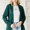 First Love Full Size Open Front Long Sleeve Blazer with Pockets - Hunter Green