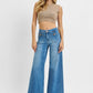 RISEN Full Size Mid Rise Wide Front Patch Pocket Jeans Plus Size - Farnelli