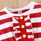 Striped & Stars Ruffled Round Neck Cap Sleeve Dress - Farnelli