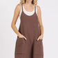 Mittoshop Scoop Neck Spaghetti Strap Overalls with Pockets - Farnelli