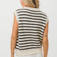 BiBi Flower Patch Striped Half Button Sweater Vest - Farnelli