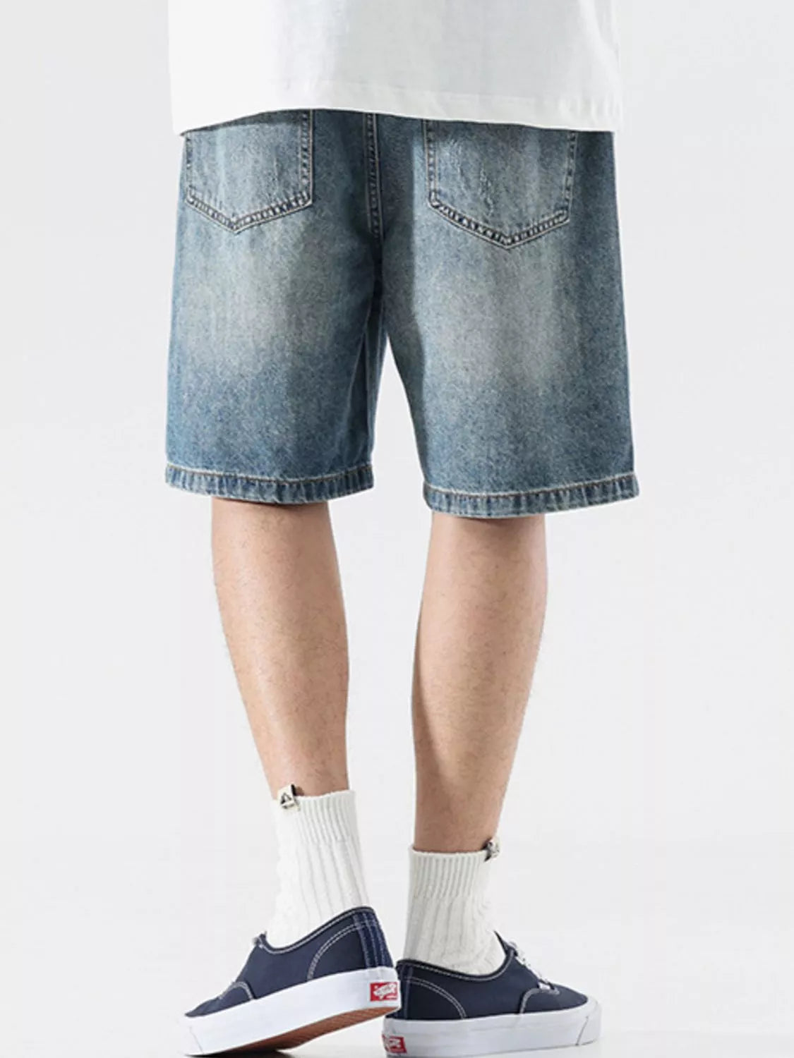Men's Full Size Relaxed Fit Distressed Denim Shorts Plus Size - Farnelli