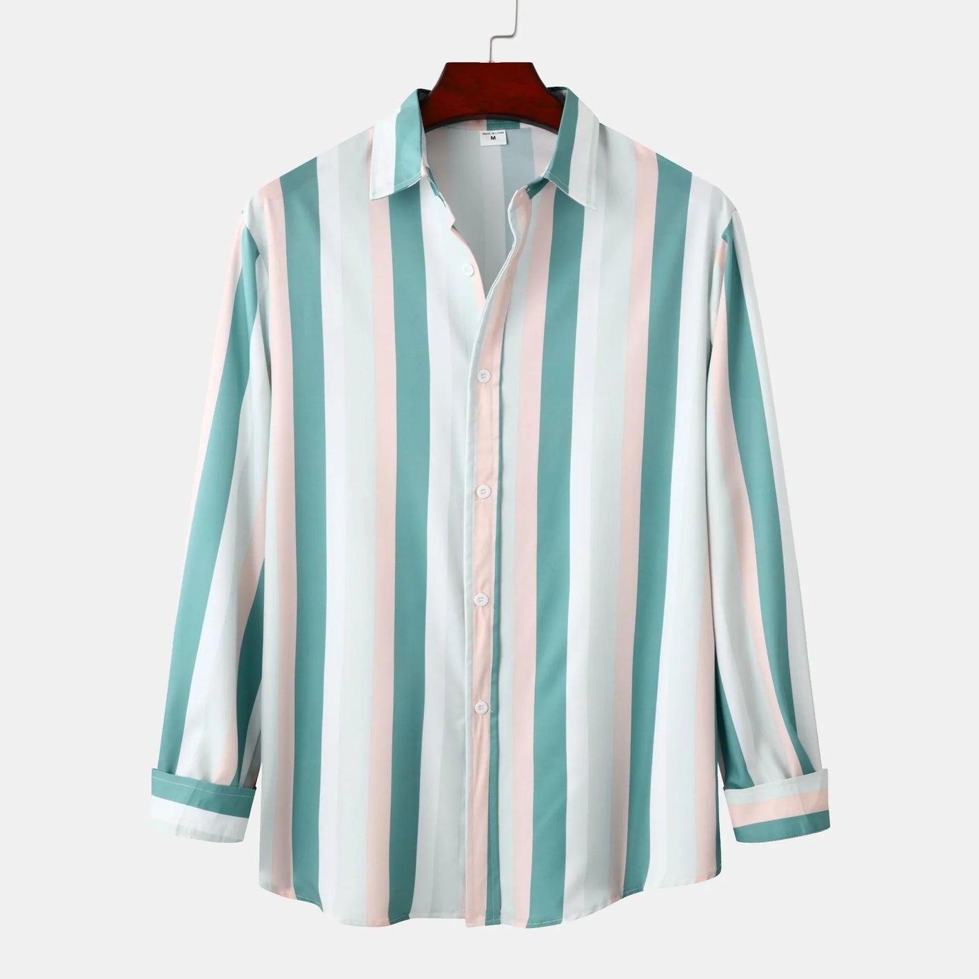 Men's Striped Button-Down Long Sleeve Shirt - Farnelli