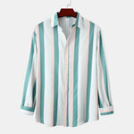 Men's Striped Button-Down Long Sleeve Shirt - Farnelli
