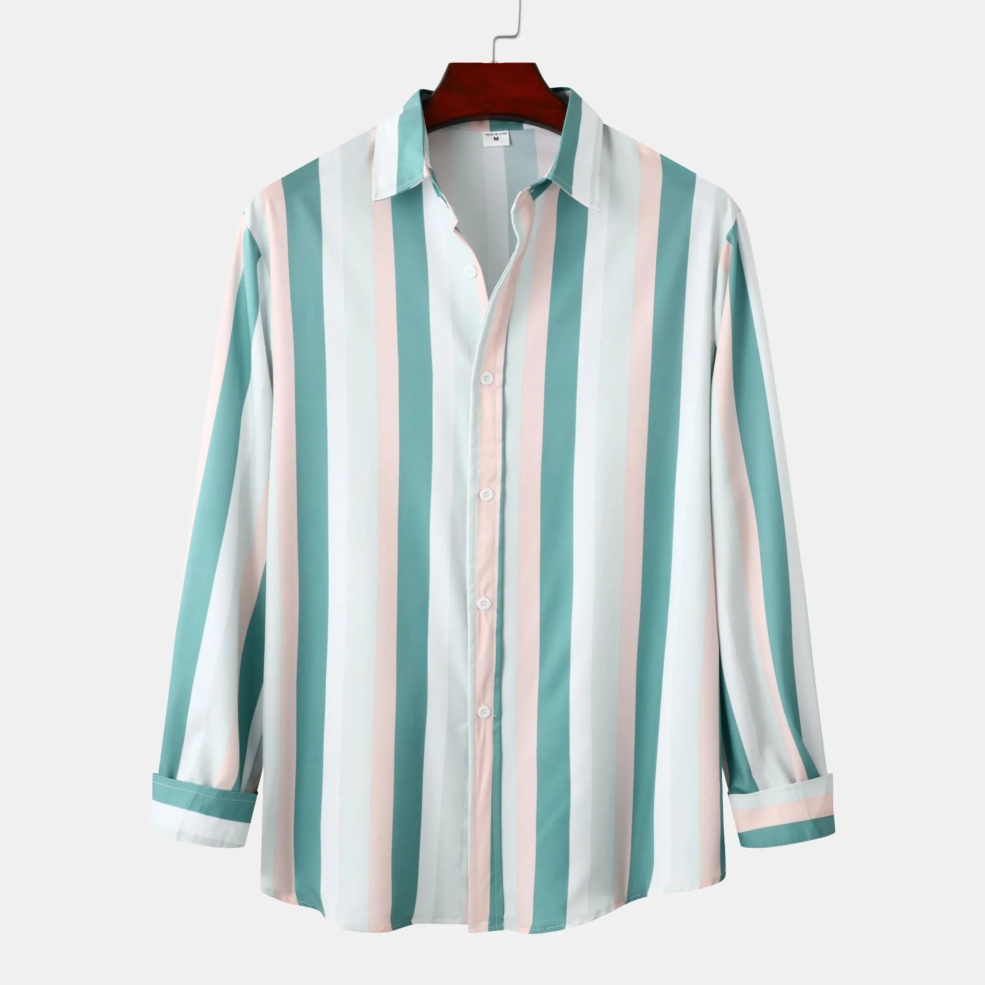 Men's Striped Button-Down Long Sleeve Shirt - Farnelli