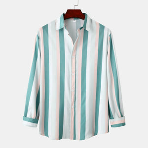 Men's Striped Button-Down Long Sleeve Shirt - Farnelli
