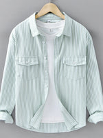 Men's Plus Size Striped Casual Long Sleeve Shirt - Farnelli
