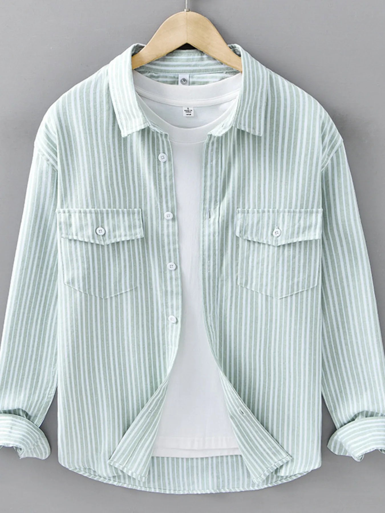 Men's Plus Size Striped Casual Long Sleeve Shirt - Farnelli