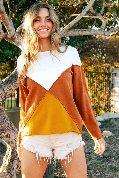 BiBi Color Block Geometric Sweater - Farnelli