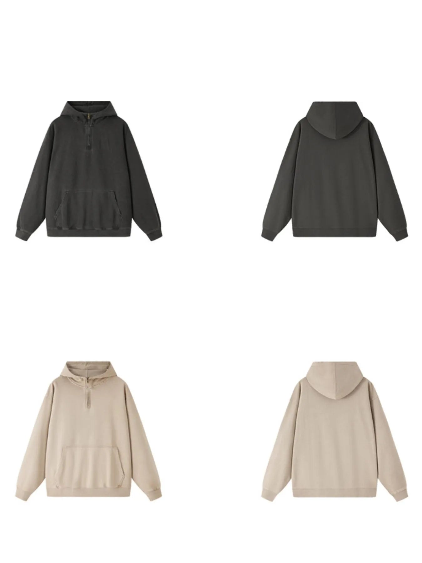 Men's Washed Quarter-Zip Hoodie with Kangaroo Pocket - Farnelli