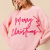 SO ME Merry Christmas Tinsel Lettering Sweater - BLUSH/PINK