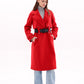 Karina Belted Wool Cashmere Blend Overcoat in Ruby