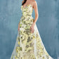 Andrea & Leo A0770 Floor Length Sheath Organza Print Formal Gown
