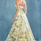 Andrea & Leo A0770 Floor Length Sheath Organza Print Formal Gown
