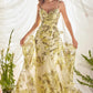 Andrea & Leo A0770 Floor Length Sheath Organza Print Formal Gown
