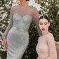 Andrea & Leo A0997W Pearl Beaded Long Sleeve Fit and Flare Long Dress