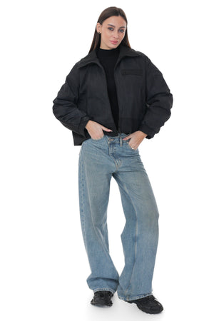 Alaska® Light Transitional jacket in dark grey blue, showcasing a stylish, lightweight jacket with a stand collar and zip closure.