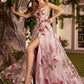 Andrea & Leo A1035 Strapless Organza Ball Gown Floral Print