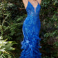 Andrea & Leo A1116 Floor Length Feathered Mermaid Gown