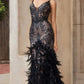 Andrea & Leo A1116 Floor Length Feathered Mermaid Gown