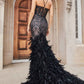 Andrea & Leo A1116 Floor Length Feathered Mermaid Gown
