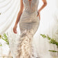 Andrea & Leo A1116 Floor Length Feathered Mermaid Gown